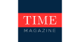 Time Magazine logo with "TIME" in white capital letters on a red background, above "MAGAZINE" in smaller white letters on a dark blue background.